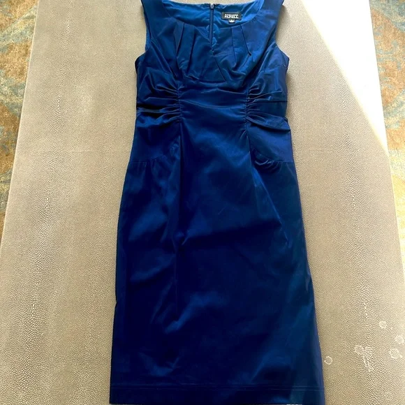 adrianna papell cobalt blue dress Adrianna Papell Day Pearl Embellished Knit Crepe Sheath Dress